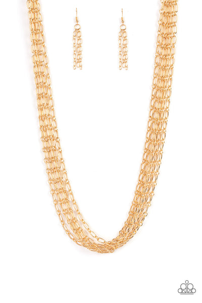 Dynamite Dynamo - Gold Paparazzi Necklace (#2222)