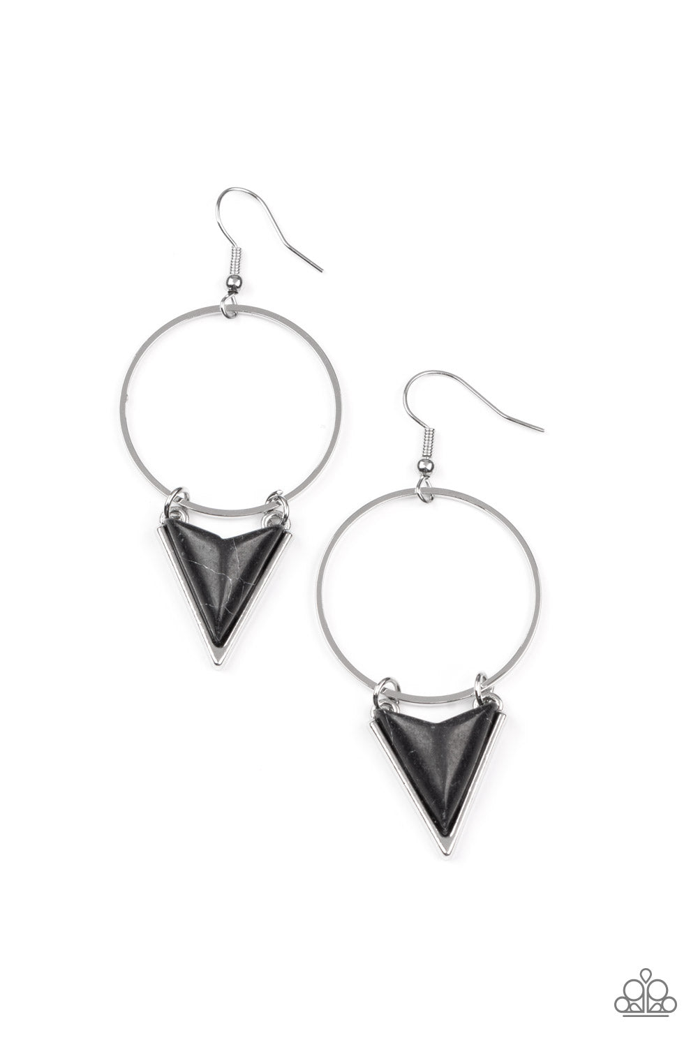 Sahara Shark - Black Paparazzi Earring (#4924)