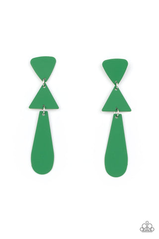 Retro Redux - Green Paparazzi Earring (#3356)