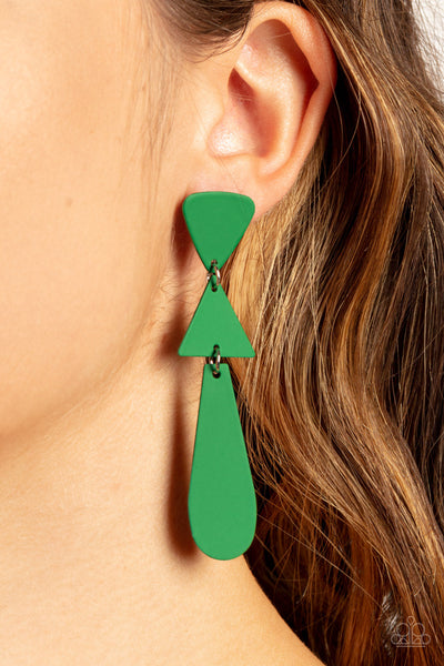 Retro Redux - Green Paparazzi Earring (#3356)