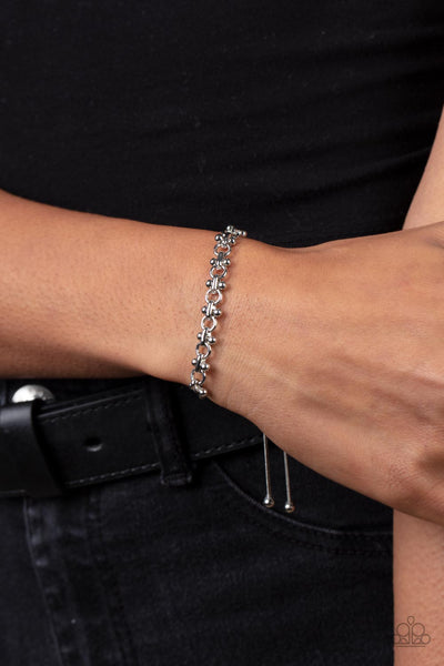 Slide On Over - Silver Paparazzi Bracelet (#3623)