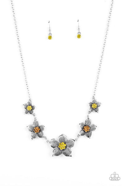 Wallflower Wonderland - Yellow Paparazzi Necklace (#4144)