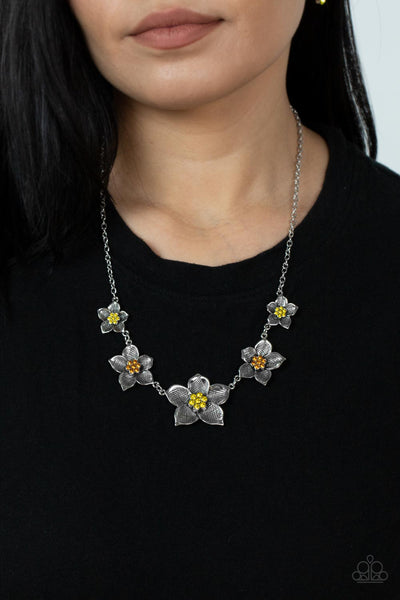 Wallflower Wonderland - Yellow Paparazzi Necklace (#4144)