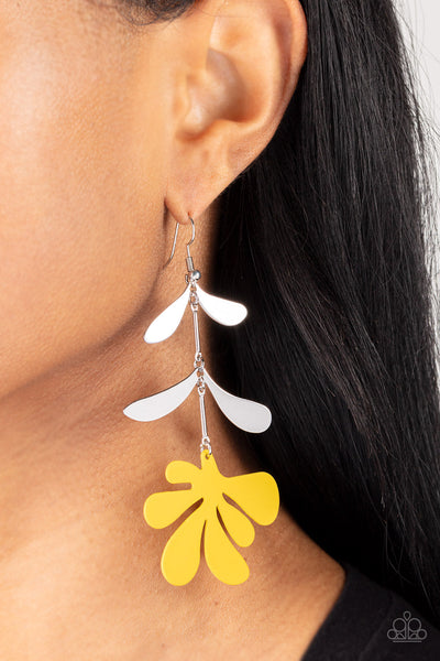 Palm Beach Bonanza - Yellow Paparazzi Earring (#3399)