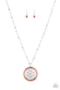 Tearoom Twinkle - Orange Paparazzi Necklace (3692)