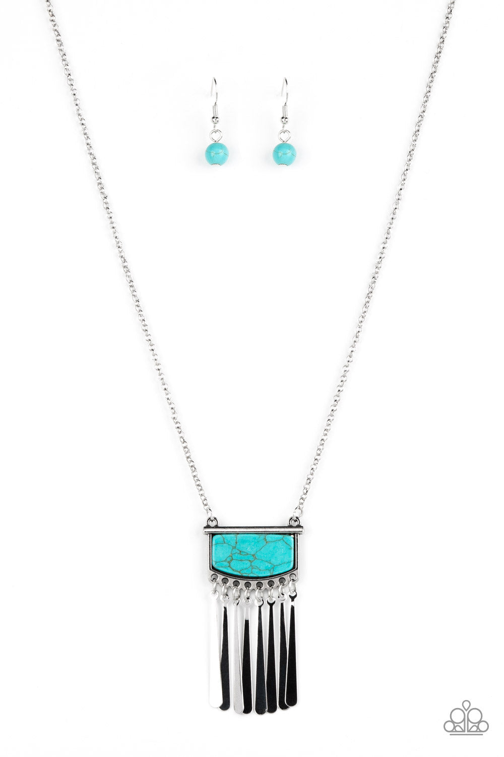 Plateau Pioneer - Blue Paparazzi Necklace (PZ-4471)