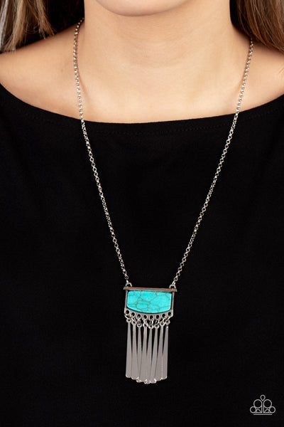 Plateau Pioneer - Blue Paparazzi Necklace (PZ-4471)