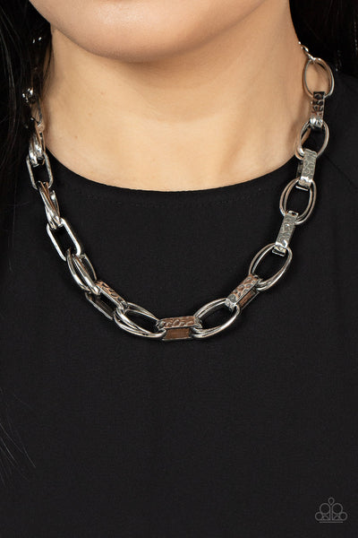 Motley In Motion - Silver Paparazzi Necklace (#3680)