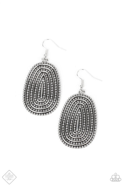 Desert Climate - Silver Paparazzi Fashion Fix Earrings Aug 2021 (FF040)