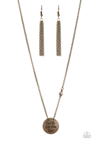 Live The Life You Love - Brass Paparazzi Necklace (#4974)