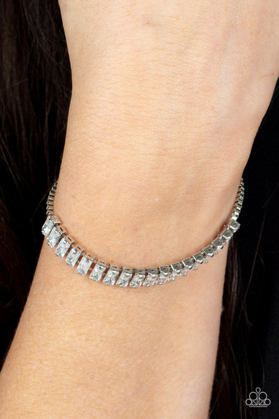 Glitz and Glimmer - White Paparazzi Bracelet (#4807)