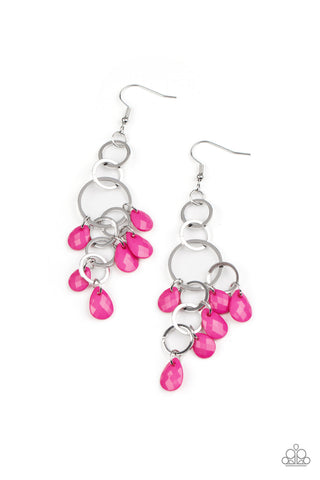 Sandcastle Sunset - Pink Paparazzi Earring (#2163)