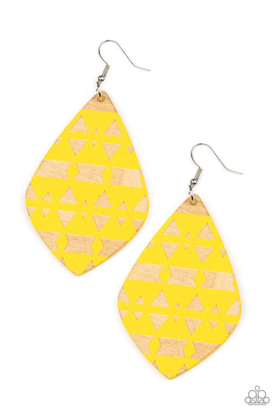 Zimbabwe Zoo - Yellow Paparazzi Earring (#5060)