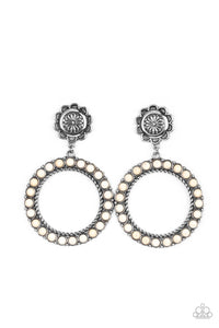 Playfully Prairie - White Paparazzi Earring (#4178)