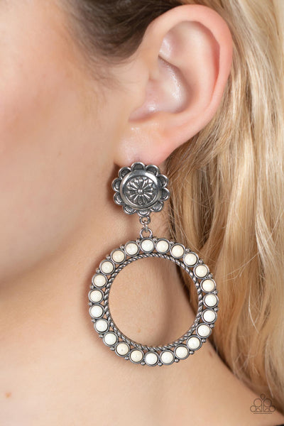 Playfully Prairie - White Paparazzi Earring (#4178)