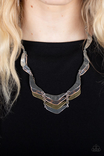 Mixed Metal Mecca - Silver Paparazzi  Necklace (#3619)