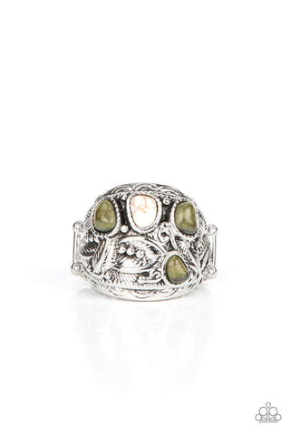 Down-To-Earth Detail - Green Paparazzi Ring T39