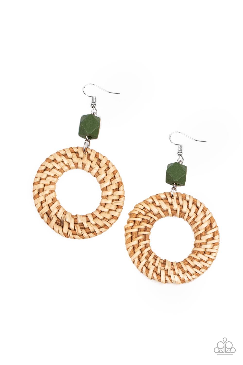 Wildly Wicker - Green Paparazzi Earring (#5068)