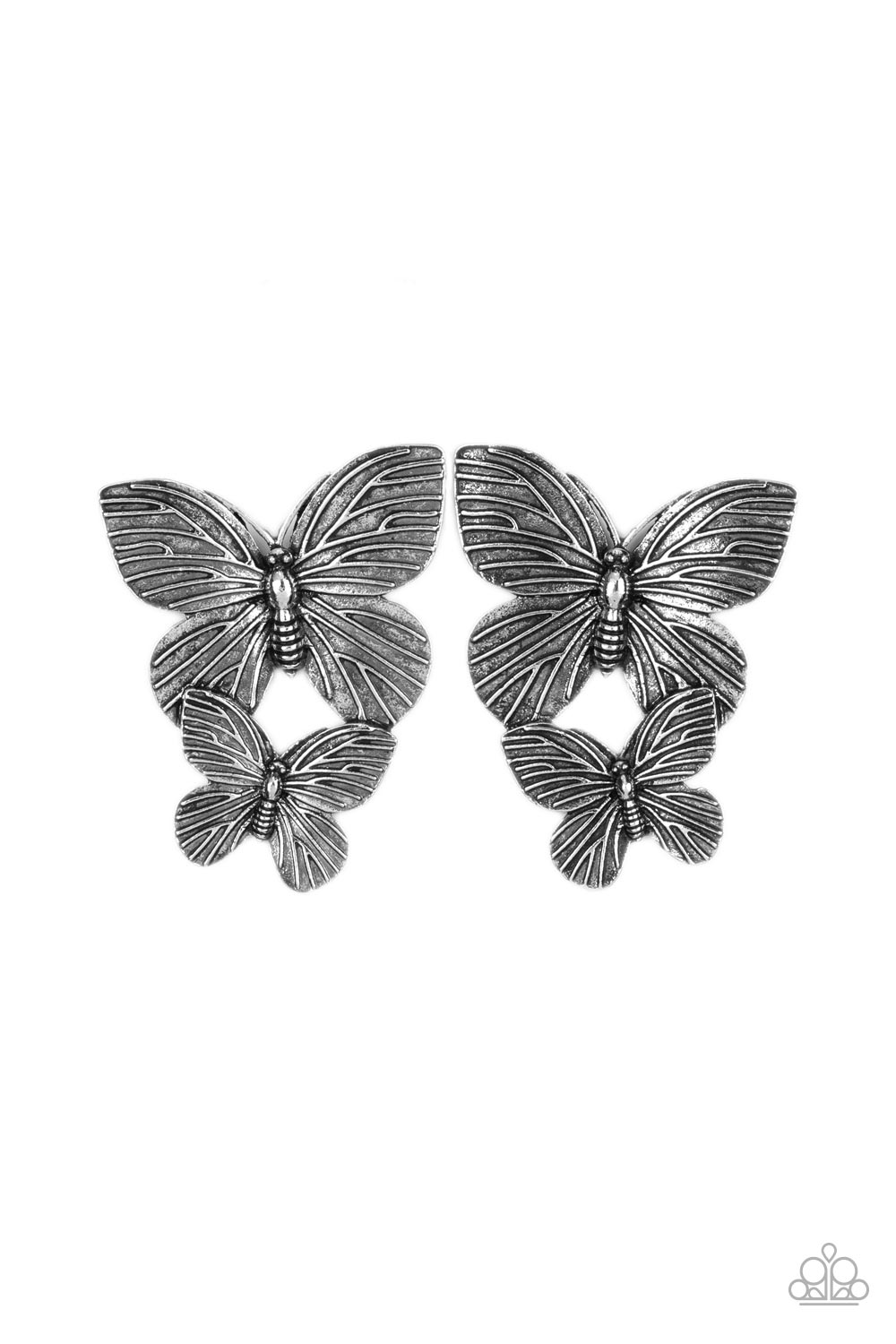 Blushing Butterflies - Silver Paparazzi Earring