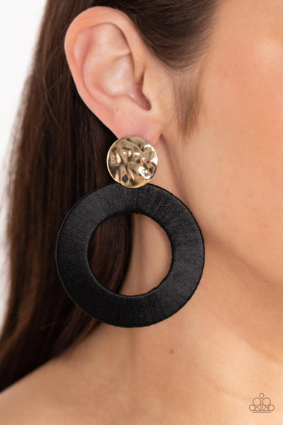 Strategically Sassy - Black Paparazzi Earring (#3445)