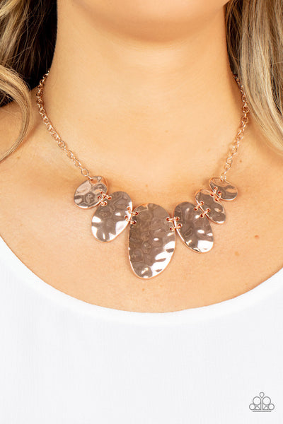 Cave Crawl - Rose Gold Paparazzi Necklace (5178)