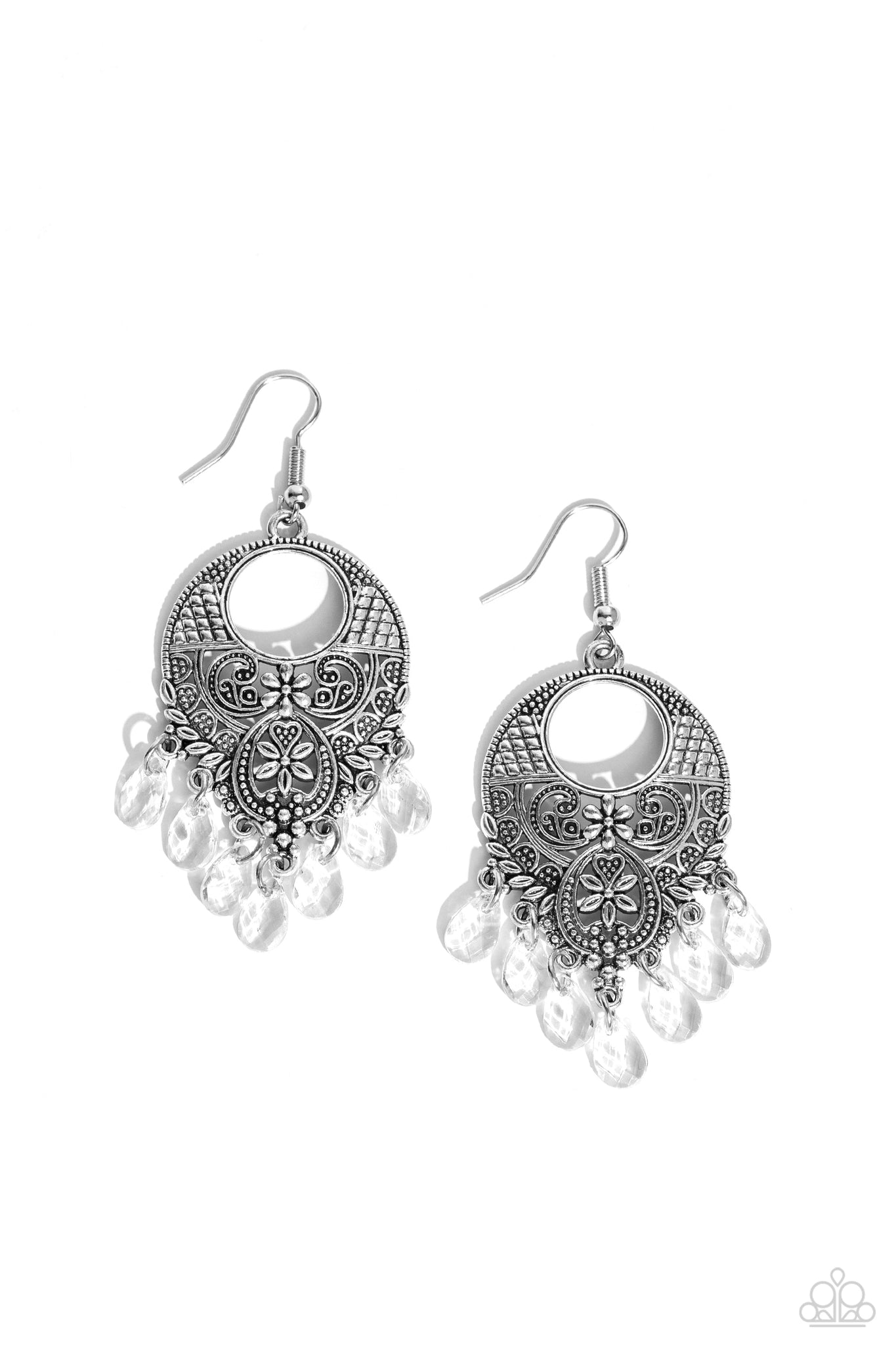 Prismatically Prairie - White Paparazzi Earring (#4008)