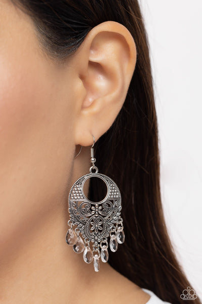 Prismatically Prairie - White Paparazzi Earring (#4008)