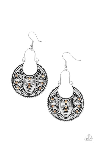 Vineyard Villa - Brown Paparazzi Earring (PZ-2049)