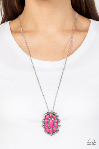Mojave Medallion - Pink Paparazzi Necklace (#1388)