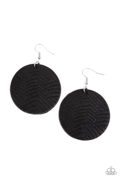 Leathery Loungewear - Black Paparazzi Earring