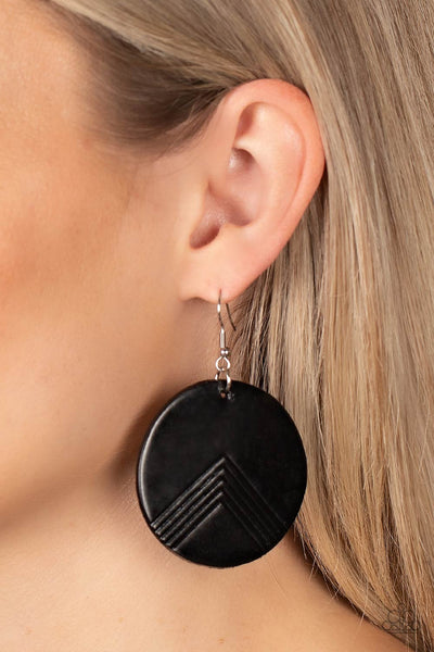 On the Edge of Edgy - Black Paparazzi Earring (#5631)