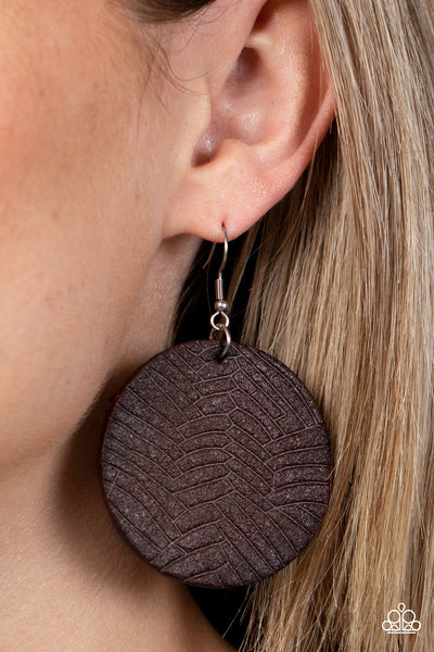 Leathery Loungewear - Brown Paparazzi Earring (#991)