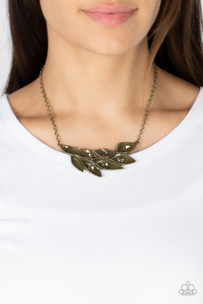 Enviable Elegance - Brass Paparazzi Necklace (#4631)