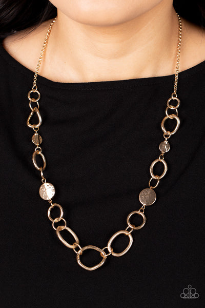 Industrial Intentions - Gold Paparazzi Necklace (3145)