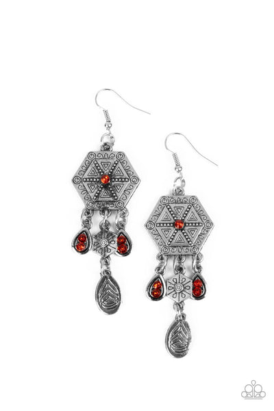 Dreamcatcher Delight - Orange Paparazzi Earring (#5305)