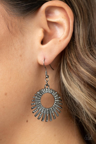 Rebel Resplendence - Black Paparazzi Earring