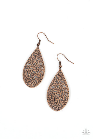 Vineyard Vanity - Copper Paparazzi Earring (#1222)