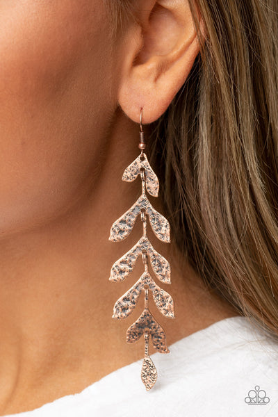 Lead From the FROND - Copper Paparazzi Earring (#1076)