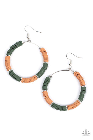 Skillfully Stacked - Green Paparazzi Earring (1366)