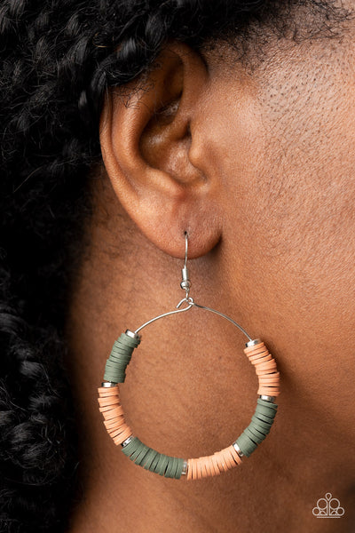 Skillfully Stacked - Green Paparazzi Earring (1366)