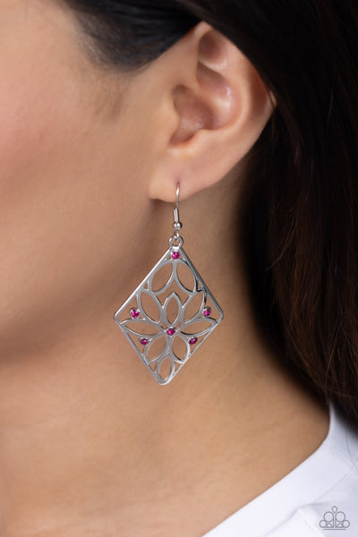 Pumped Up Posies - Pink Paparazzi Earring (#5670)