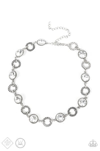 Rhinestone Rollout - White Paparazzi Fashion Fix Necklace Dec 2021