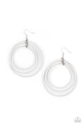 Colorfully Circulating - White Paparazzi Earring (PZ-3230)