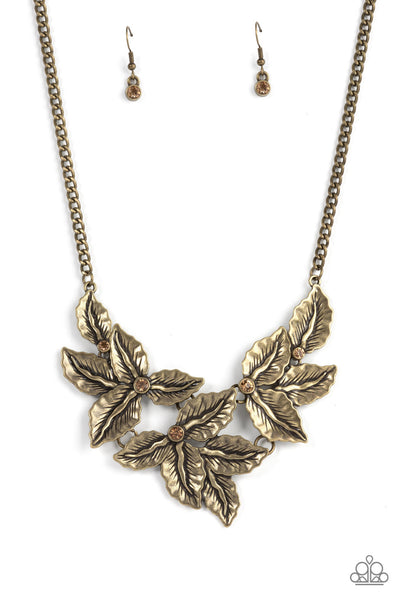 Holly Heiress - Brass Paparazzi Necklace (#4911)