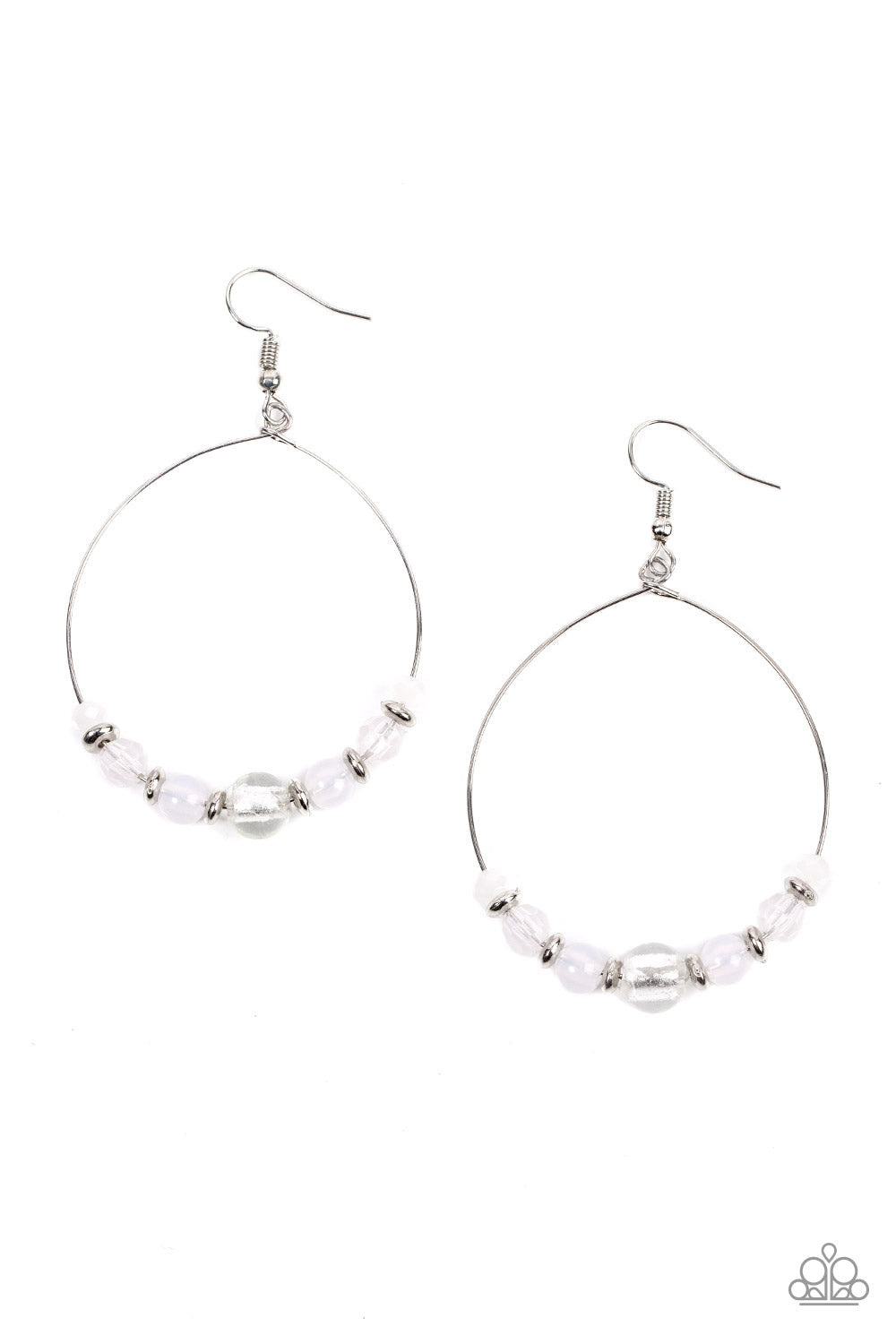 Ambient Afterglow - White Paparazzi Earring (#4525)