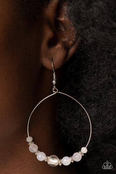 Ambient Afterglow - White Paparazzi Earring (#4525)