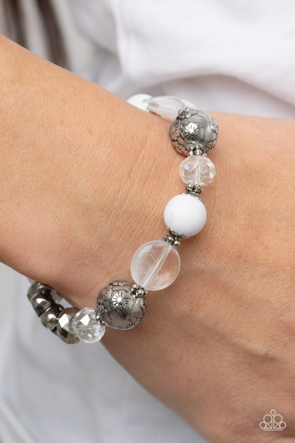 Pretty Persuasion - White Paparazzi Bracelet (PZ-3684)