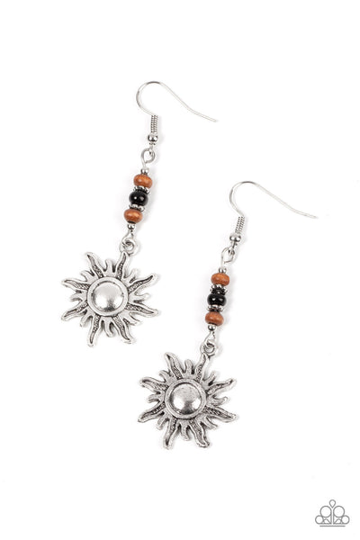 Sunshiny Days - Black Paparazzi Earring (#3949)