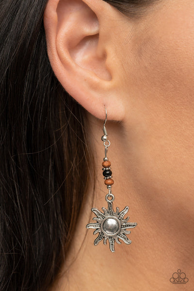 Sunshiny Days - Black Paparazzi Earring (#3949)