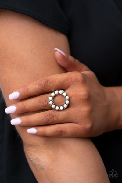 Stone Circles - White Paparazzi Ring (R010)